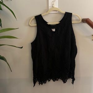 love token laced black tank top